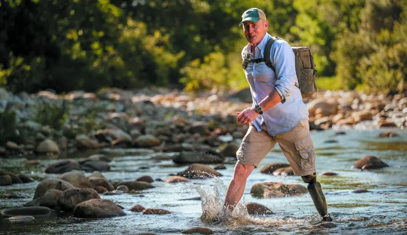 Randonnée en rivière avec une prothèse de jambe
